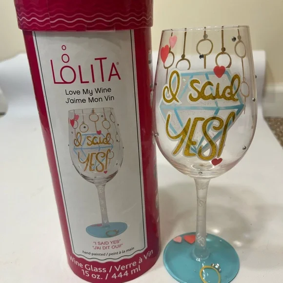 Lolita, "I said yes" wine glass Hand Painted beautifully designed cleverly Sassy - Picture 1 of 5